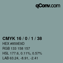 Color code: CMYK 16 / 0 / 1 / 38 | qconv.com