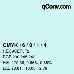 カラーコード: CMYK 16 / 0 / 1 / 4 | qconv.com