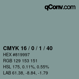 颜色代码: CMYK 16 / 0 / 1 / 40 | qconv.com
