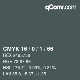 颜色代码: CMYK 16 / 0 / 1 / 66 | qconv.com