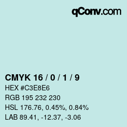 颜色代码: CMYK 16 / 0 / 1 / 9 | qconv.com