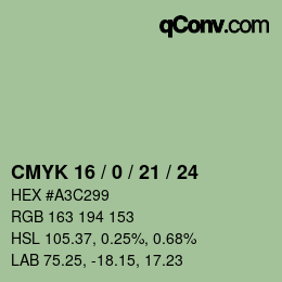 Color code: CMYK 16 / 0 / 21 / 24 | qconv.com