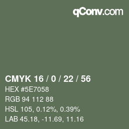 颜色代码: CMYK 16 / 0 / 22 / 56 | qconv.com