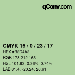 Color code: CMYK 16 / 0 / 23 / 17 | qconv.com