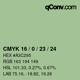 カラーコード: CMYK 16 / 0 / 23 / 24 | qconv.com