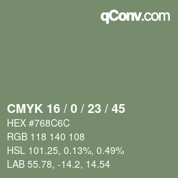 Código de color: CMYK 16 / 0 / 23 / 45 | qconv.com
