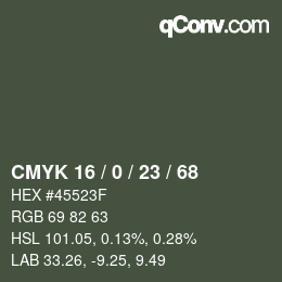 Color code: CMYK 16 / 0 / 23 / 68 | qconv.com