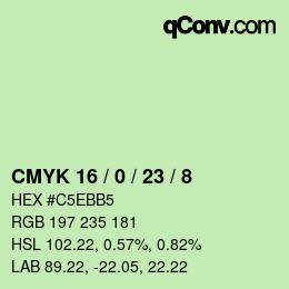 カラーコード: CMYK 16 / 0 / 23 / 8 | qconv.com