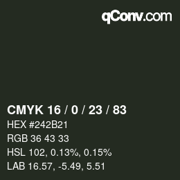 Color code: CMYK 16 / 0 / 23 / 83 | qconv.com