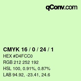 カラーコード: CMYK 16 / 0 / 24 / 1 | qconv.com