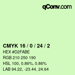 カラーコード: CMYK 16 / 0 / 24 / 2 | qconv.com