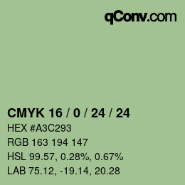 Color code: CMYK 16 / 0 / 24 / 24 | qconv.com