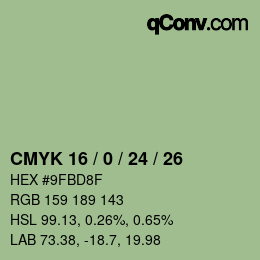 颜色代码: CMYK 16 / 0 / 24 / 26 | qconv.com