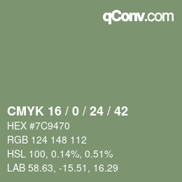 Color code: CMYK 16 / 0 / 24 / 42 | qconv.com