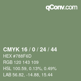 Color code: CMYK 16 / 0 / 24 / 44 | qconv.com