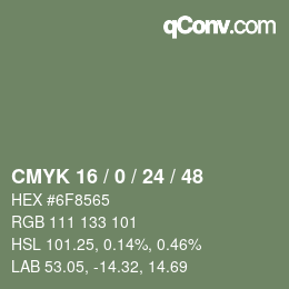 Color code: CMYK 16 / 0 / 24 / 48 | qconv.com