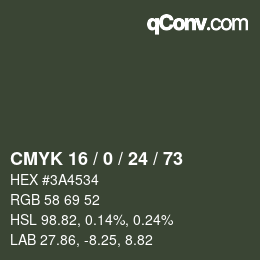 Color code: CMYK 16 / 0 / 24 / 73 | qconv.com
