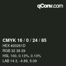 Color code: CMYK 16 / 0 / 24 / 85 | qconv.com