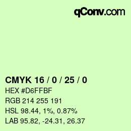 Color code: CMYK 16 / 0 / 25 / 0 | qconv.com