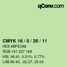 Color code: CMYK 16 / 0 / 26 / 11 | qconv.com