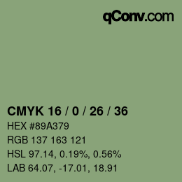 颜色代码: CMYK 16 / 0 / 26 / 36 | qconv.com