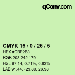 Color code: CMYK 16 / 0 / 26 / 5 | qconv.com