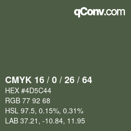 颜色代码: CMYK 16 / 0 / 26 / 64 | qconv.com