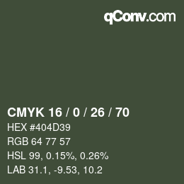 Color code: CMYK 16 / 0 / 26 / 70 | qconv.com