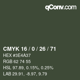Color code: CMYK 16 / 0 / 26 / 71 | qconv.com