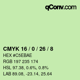 カラーコード: CMYK 16 / 0 / 26 / 8 | qconv.com