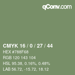 Color code: CMYK 16 / 0 / 27 / 44 | qconv.com