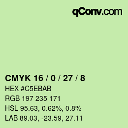 Color code: CMYK 16 / 0 / 27 / 8 | qconv.com