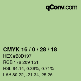 Color code: CMYK 16 / 0 / 28 / 18 | qconv.com