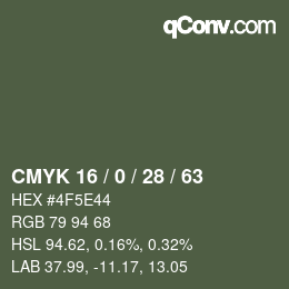 Código de color: CMYK 16 / 0 / 28 / 63 | qconv.com