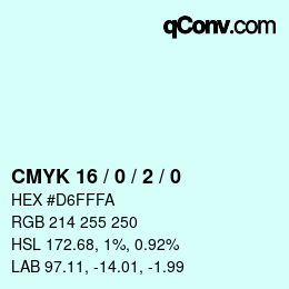 カラーコード: CMYK 16 / 0 / 2 / 0 | qconv.com