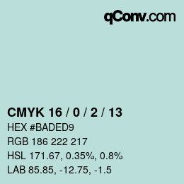 カラーコード: CMYK 16 / 0 / 2 / 13 | qconv.com
