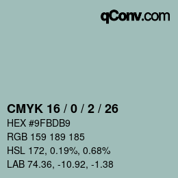 カラーコード: CMYK 16 / 0 / 2 / 26 | qconv.com