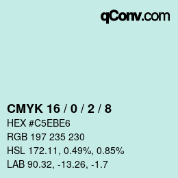 カラーコード: CMYK 16 / 0 / 2 / 8 | qconv.com