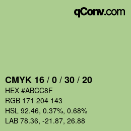 Color code: CMYK 16 / 0 / 30 / 20 | qconv.com