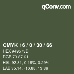 Código de color: CMYK 16 / 0 / 30 / 66 | qconv.com