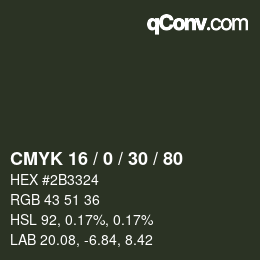 Color code: CMYK 16 / 0 / 30 / 80 | qconv.com