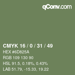 Color code: CMYK 16 / 0 / 31 / 49 | qconv.com