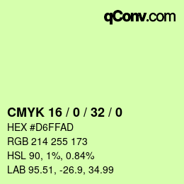 Color code: CMYK 16 / 0 / 32 / 0 | qconv.com