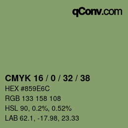 颜色代码: CMYK 16 / 0 / 32 / 38 | qconv.com