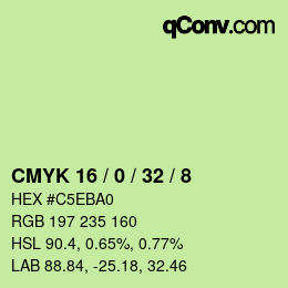 Color code: CMYK 16 / 0 / 32 / 8 | qconv.com