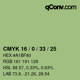 Color code: CMYK 16 / 0 / 33 / 25 | qconv.com