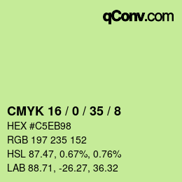 Color code: CMYK 16 / 0 / 35 / 8 | qconv.com
