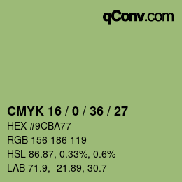 Farbcode: CMYK 16 / 0 / 36 / 27 | qconv.com