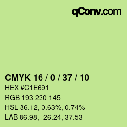Color code: CMYK 16 / 0 / 37 / 10 | qconv.com