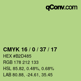Color code: CMYK 16 / 0 / 37 / 17 | qconv.com